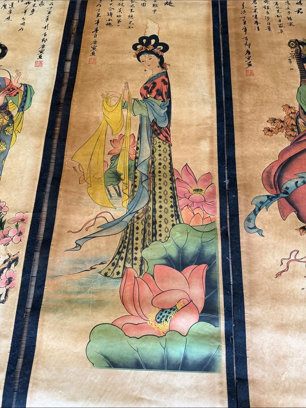 4-Piece Large Chinese Classic Wall Paper Scroll Art For Room Decor